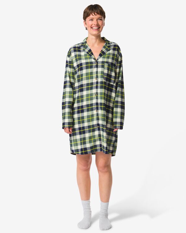 chemise de nuit femme flanelle carreaux bleu fonc&eacute; bleu fonc&eacute; - 23412015DARKBLUE - HEMA