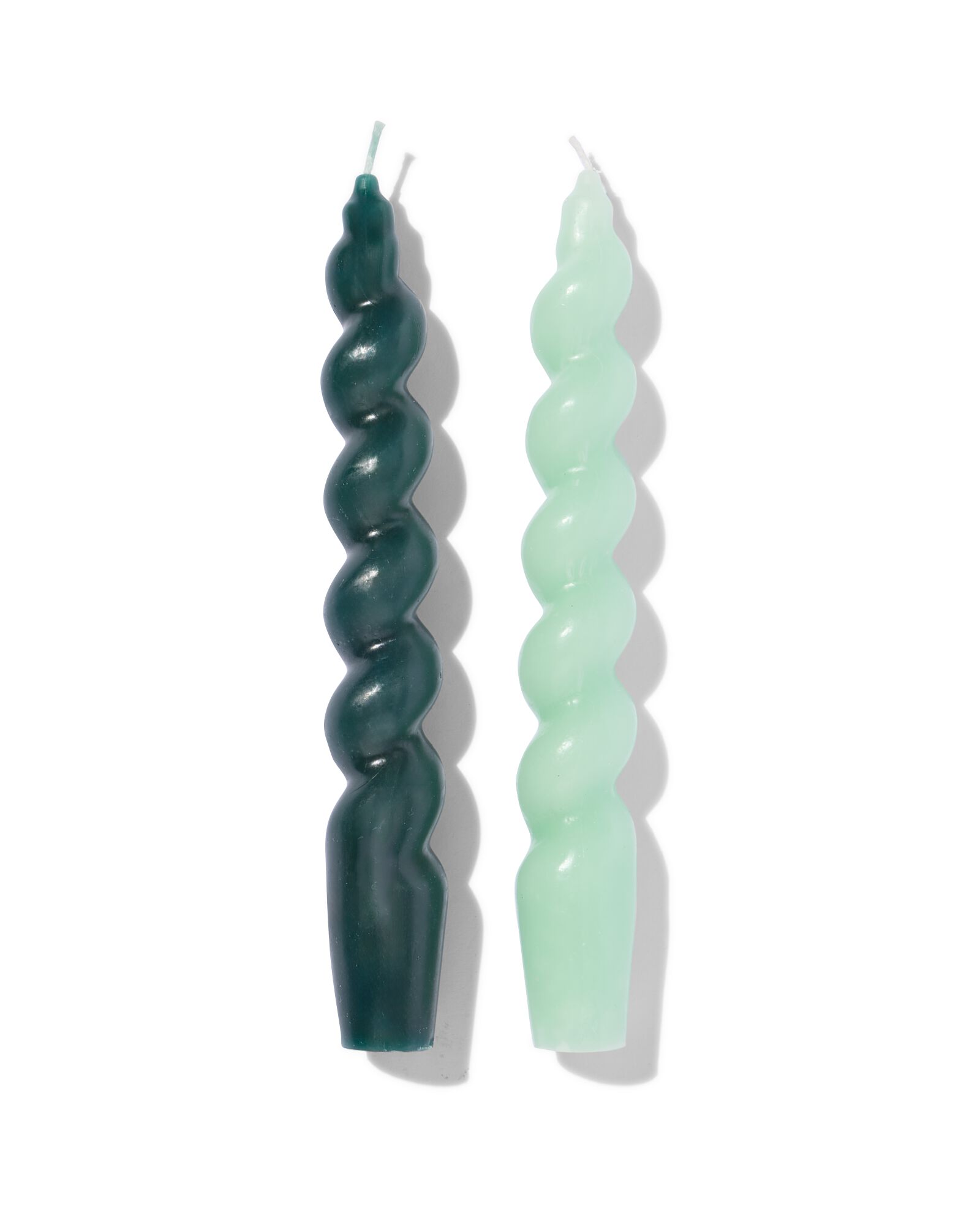 bougies torsad&eacute;es courtes vertes 2 pi&egrave;ces - 13506099 - HEMA