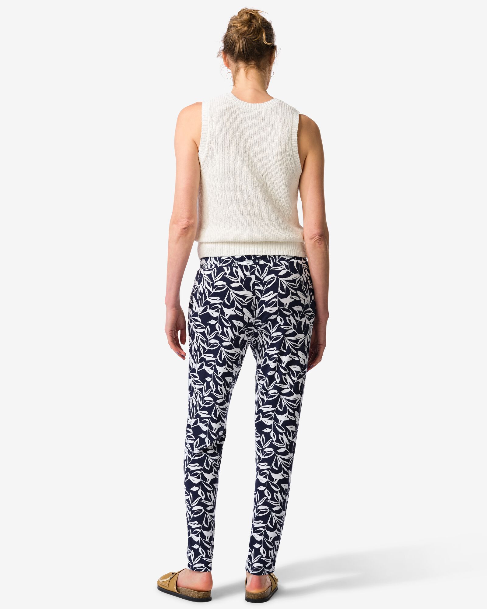 damesbroek Mila regular fit bladeren donkerblauw donkerblauw - 36202870DARKBLUE - HEMA