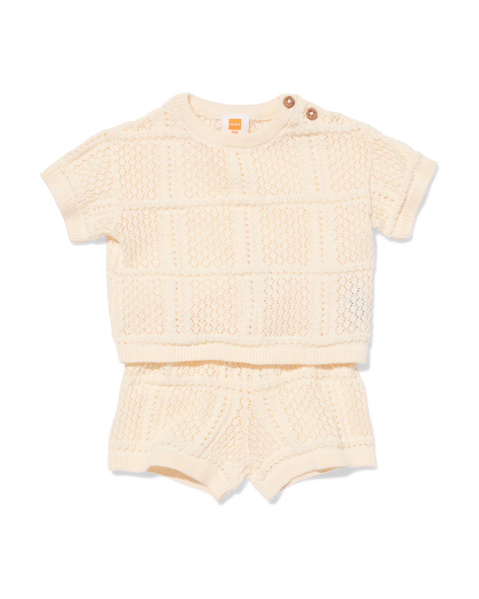 newborn kledingset fijngebreid ecru ecru - 33451020ECRU - HEMA