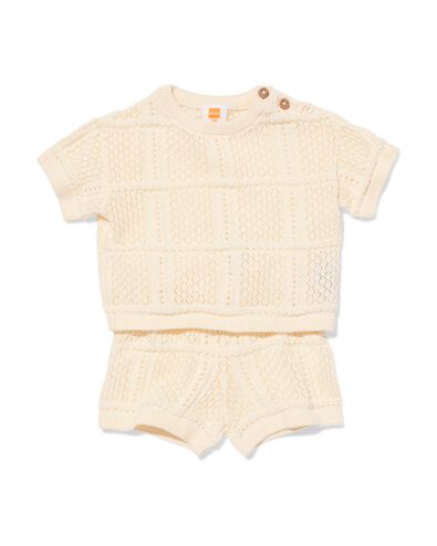 newborn kledingset fijngebreid ecru ecru - 33451020ECRU - HEMA