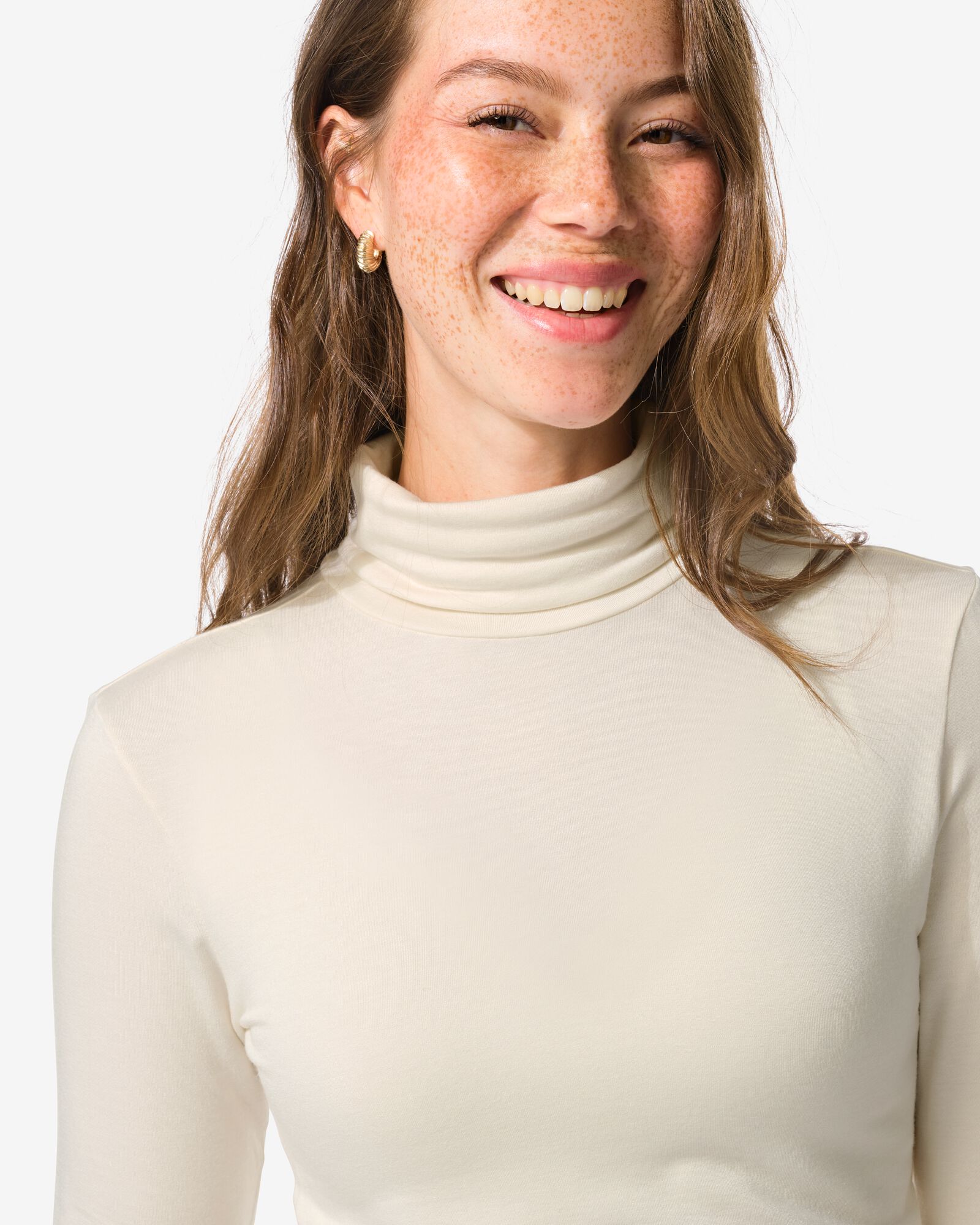 dames themo t-shirt col gebroken wit gebroken wit - 36302590OFFWHITE - HEMA