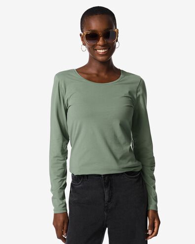 dames T-shirt basic o-hals groen - 36300410GREEN - HEMA