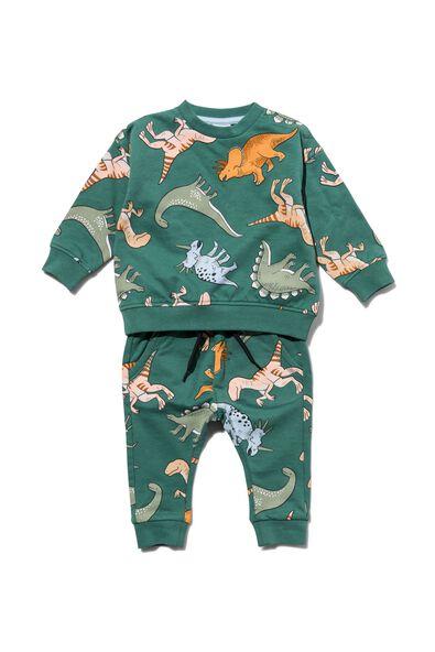 baby kledingset sweatbroek en sweater dino groen - 1000029762 - HEMA