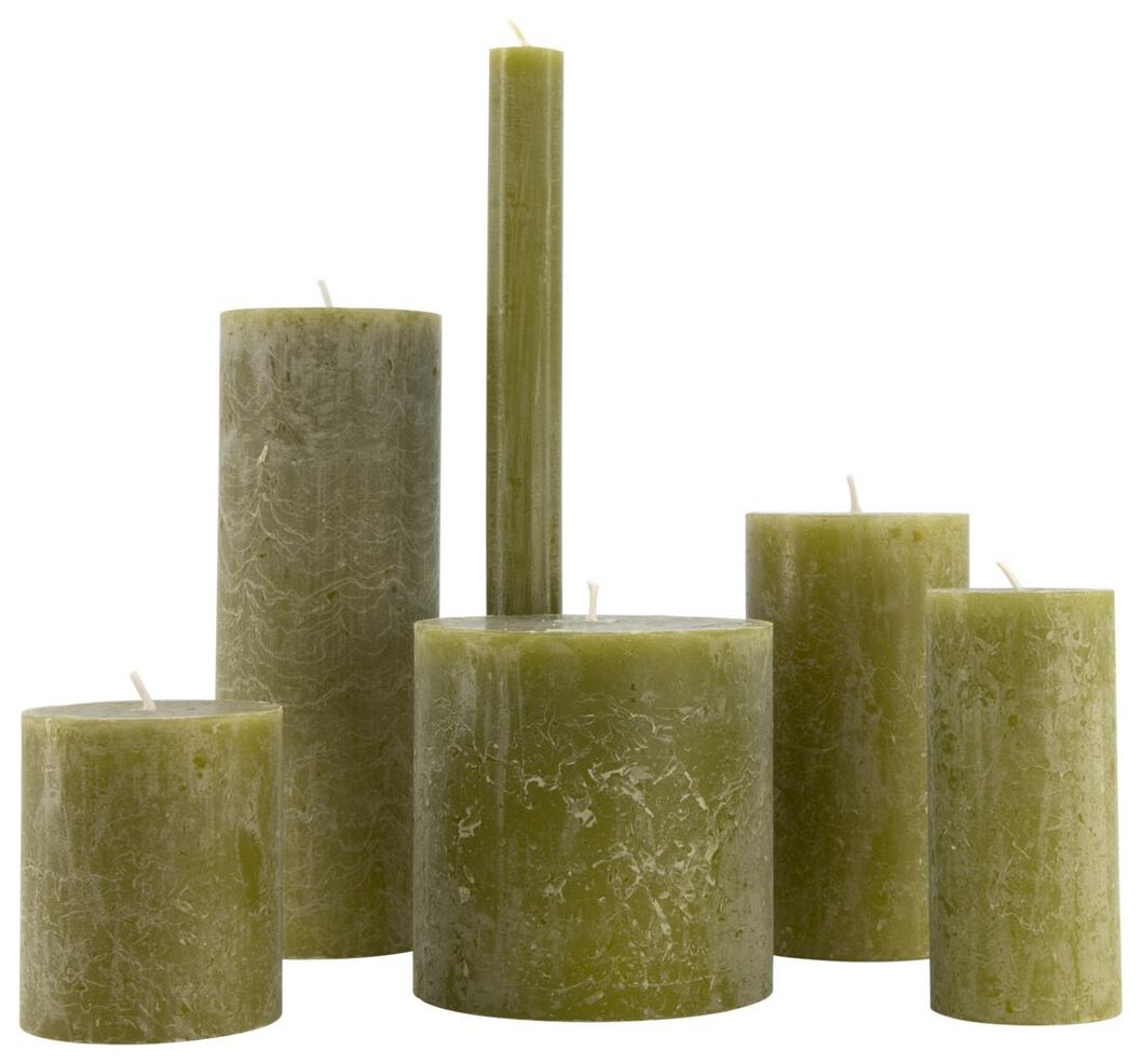 bougies rustiques olive olive - 1000025977 - HEMA