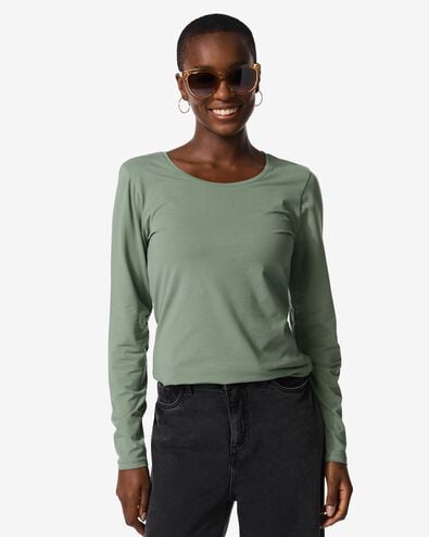 dames T-shirt basic o-hals groen groen - 36300410GREEN - HEMA