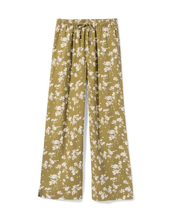 damesbroek Tatum regular fit bloemen groen groen - 36211760GREEN - HEMA