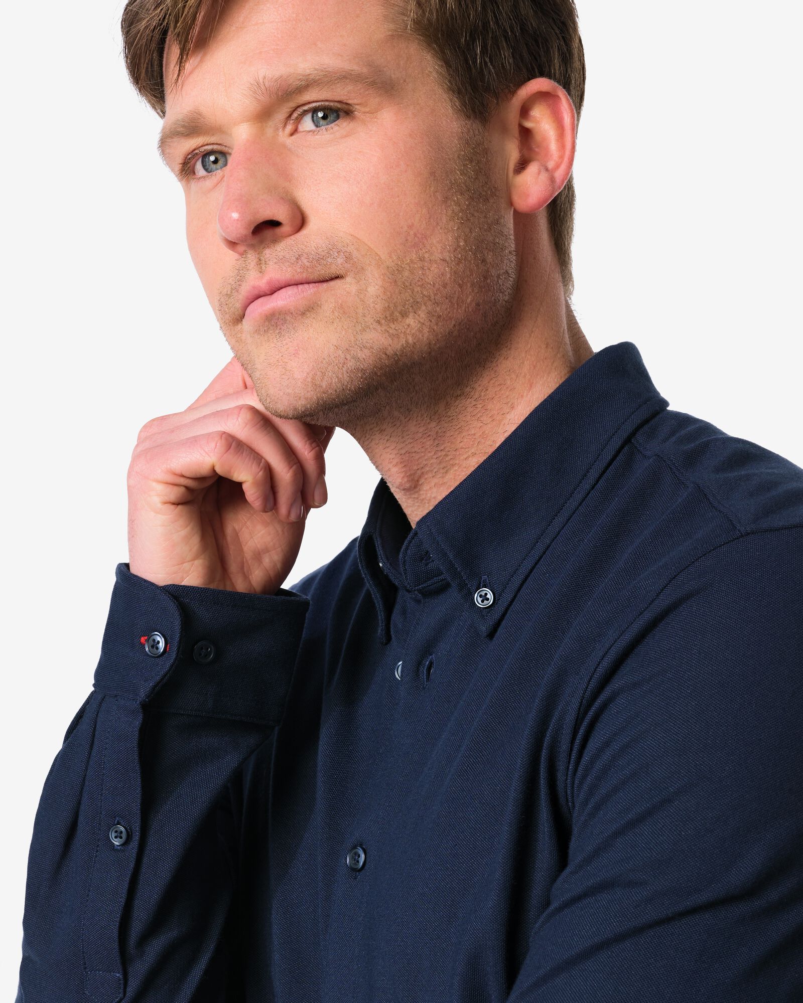 chemise homme Billy piqu&eacute; bleu fonc&eacute; bleu fonc&eacute; - 2101770DARKBLUE - HEMA
