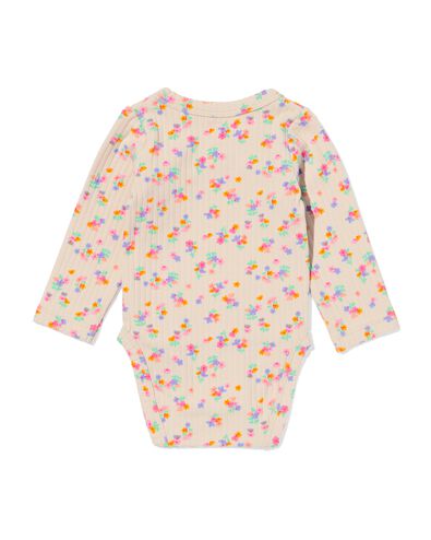 newborn meegroei overslag body rib bloemen ecru ecru - 33437920ECRU - HEMA
