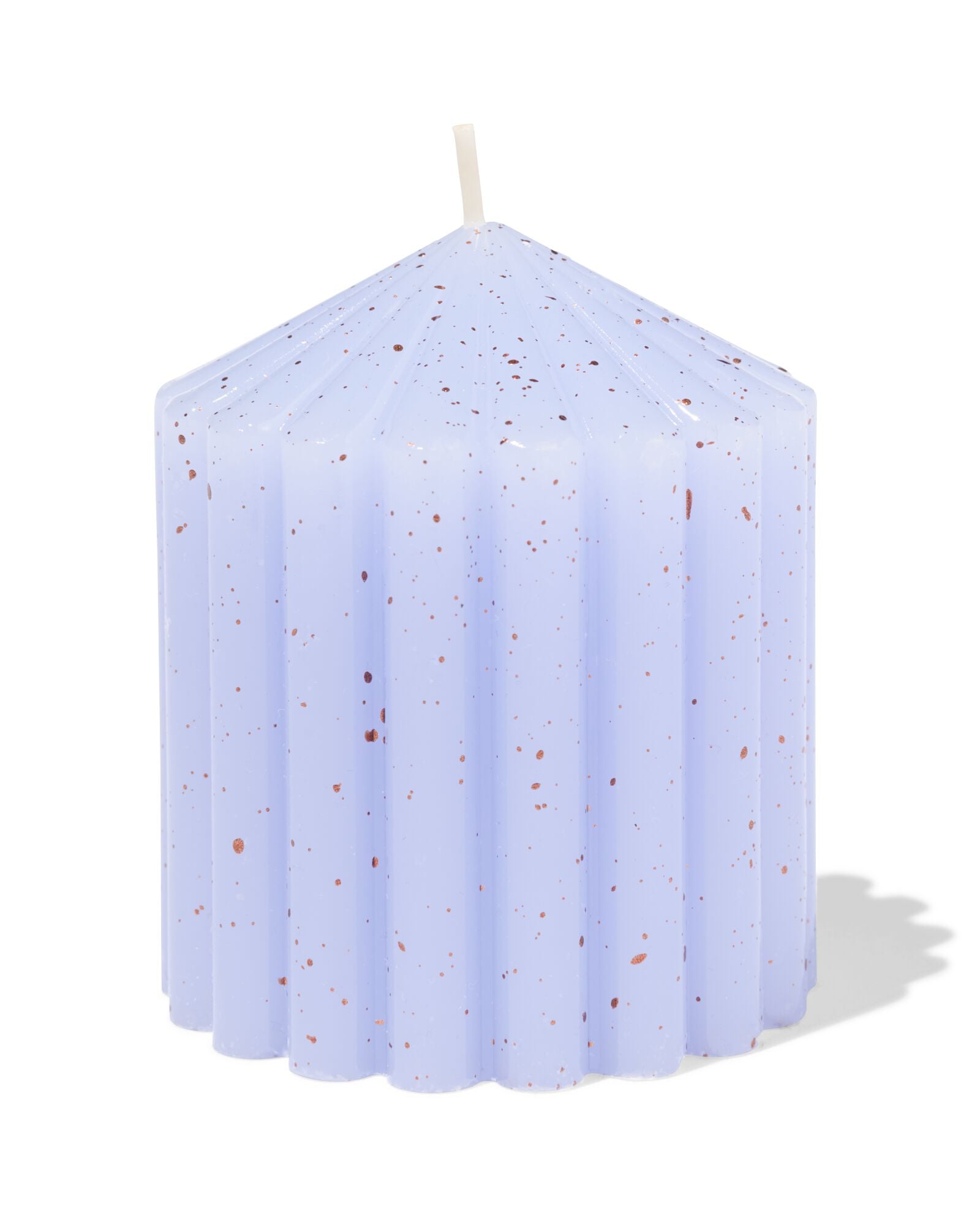 bougie cylindrique ⌀7x10cm nervur&eacute;e mouchet&eacute;e bleu clair - 13506167 - HEMA