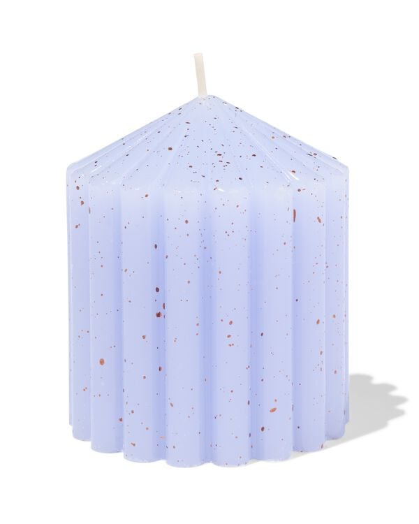 bougie cylindrique ⌀7x10cm nervur&eacute;e mouchet&eacute;e bleu clair - 13506167 - HEMA