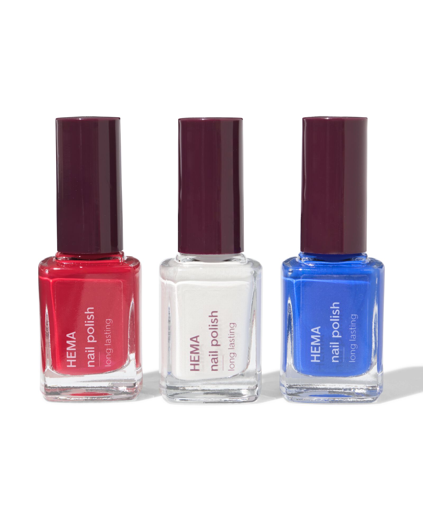 lot de vernis &agrave; ongles rouge blanc bleu - 3 pi&egrave;ces - 11240160 - HEMA