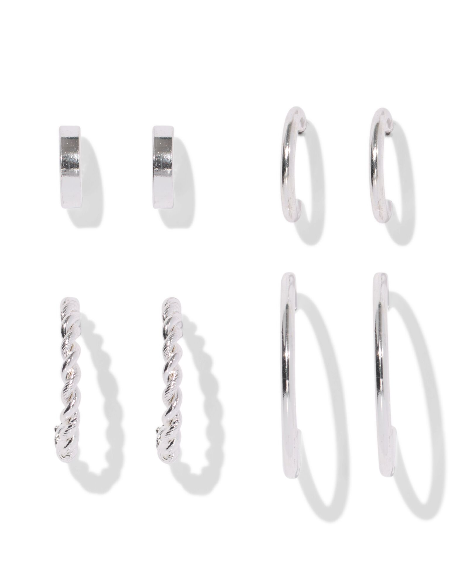 boucles d'oreilles argent&eacute;es - 4 pi&egrave;ces - 12500346 - HEMA