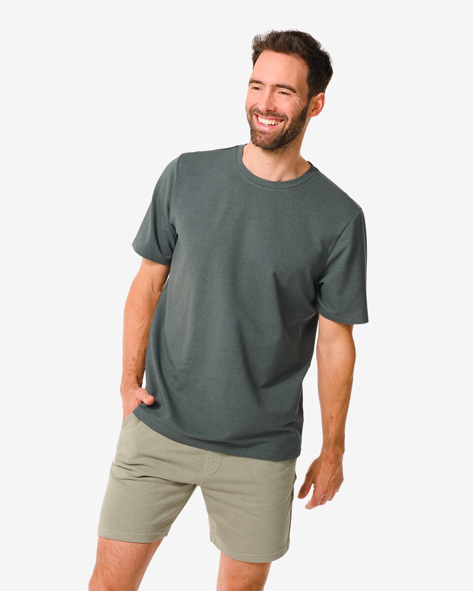 t-shirt lounge homme avec bambou vert vert - 1000030663 - HEMA