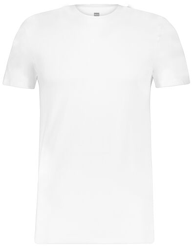 t-shirt homme slim fit col rond - extra long avec bambou blanc blanc - 1000016218 - HEMA