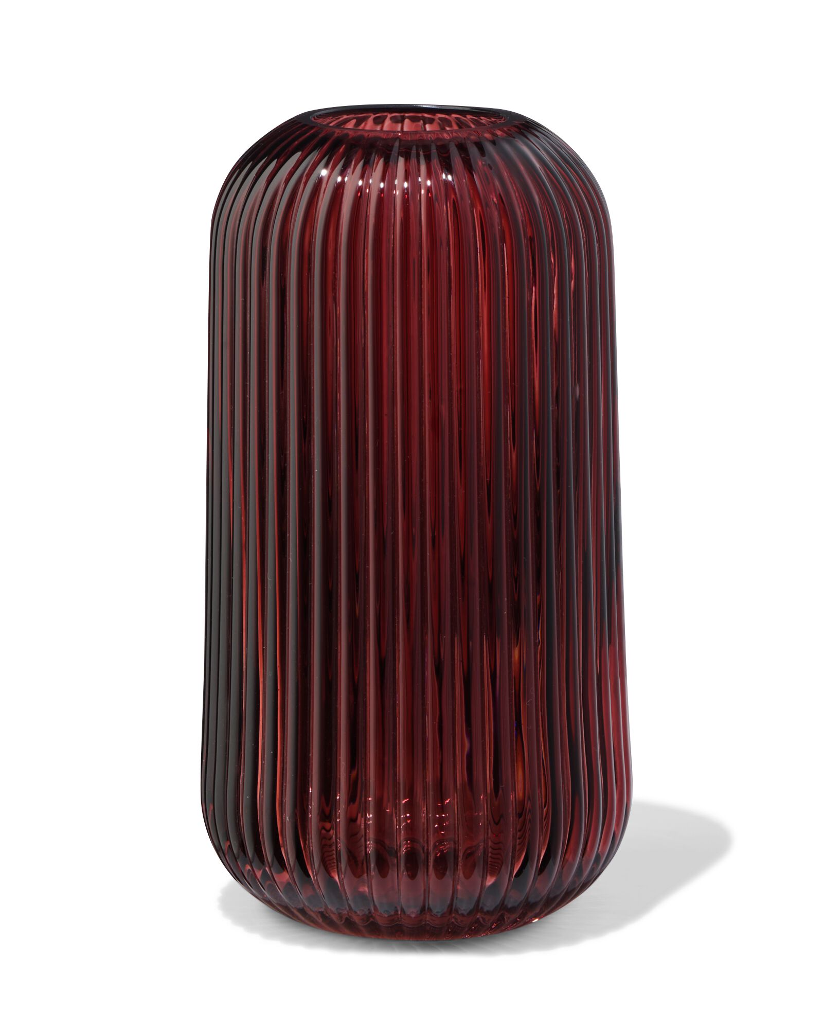 Vase f&uuml;r Duftst&auml;bchen, ⌀ 8,5 x 16,2 cm, Glas, gerippt, Aubergine - 13507550 - HEMA