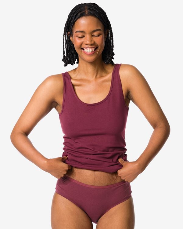 slip hipster femme coton avec dentelle bordeaux - 19611644BURGUNDYRED - HEMA