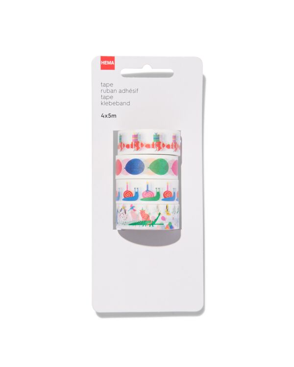 4er-Pack Washi Tape, 5 m x 1.5 cm, Partytiere - 14740017 - HEMA