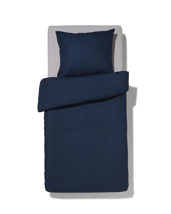 housse de couette 140x200/220cm en coton doux bleu fonc&eacute; - 5790128 - HEMA
