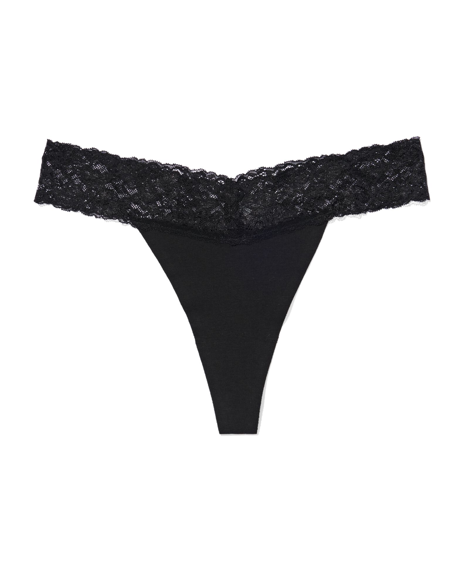 damesstring katoen met kant zwart zwart - 19650090BLACK - HEMA