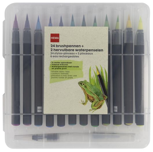 Pinselstifte und wiederbefüllbare Wasserpinsel, 26-teilig - 60720095 - HEMA