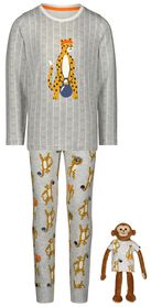 Kinder-Pyjama, Baumwolle, mit Puppenschlafshirt, Sport graumeliert graumeliert - 1000026568 - HEMA