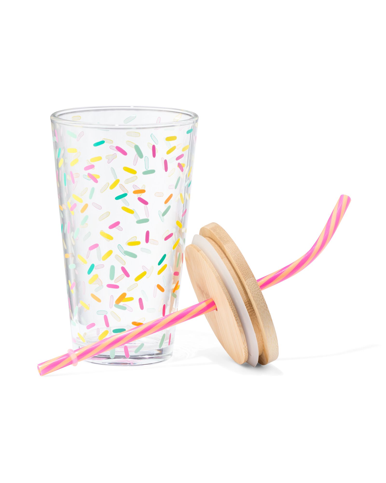 Einmachglas-Becher 410&nbsp;ml, Bambus, Sprenkel - 61130167 - HEMA