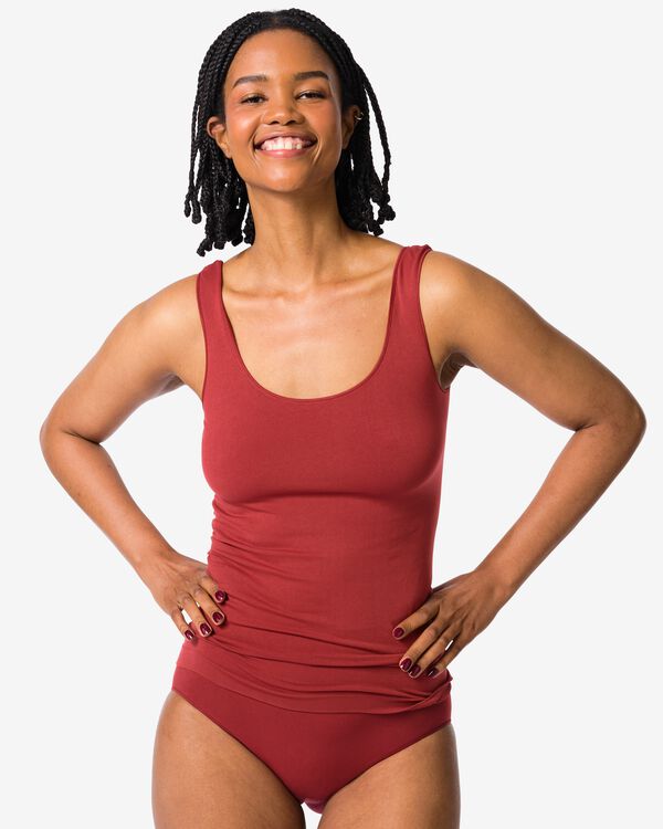 d&eacute;bardeur femme sans couture microfibre bretelles spaghetti rouge fonc&eacute; - 19601704DARKRED - HEMA