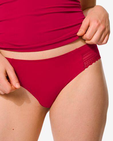 slip brésilien femme micro avec insert en dentelle rouge M - 19610267 - HEMA