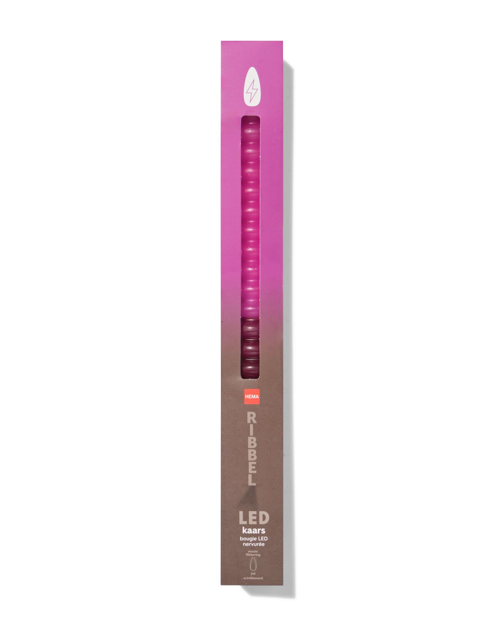 kaars LED ribbel roze/donker rood - 13550087 - HEMA