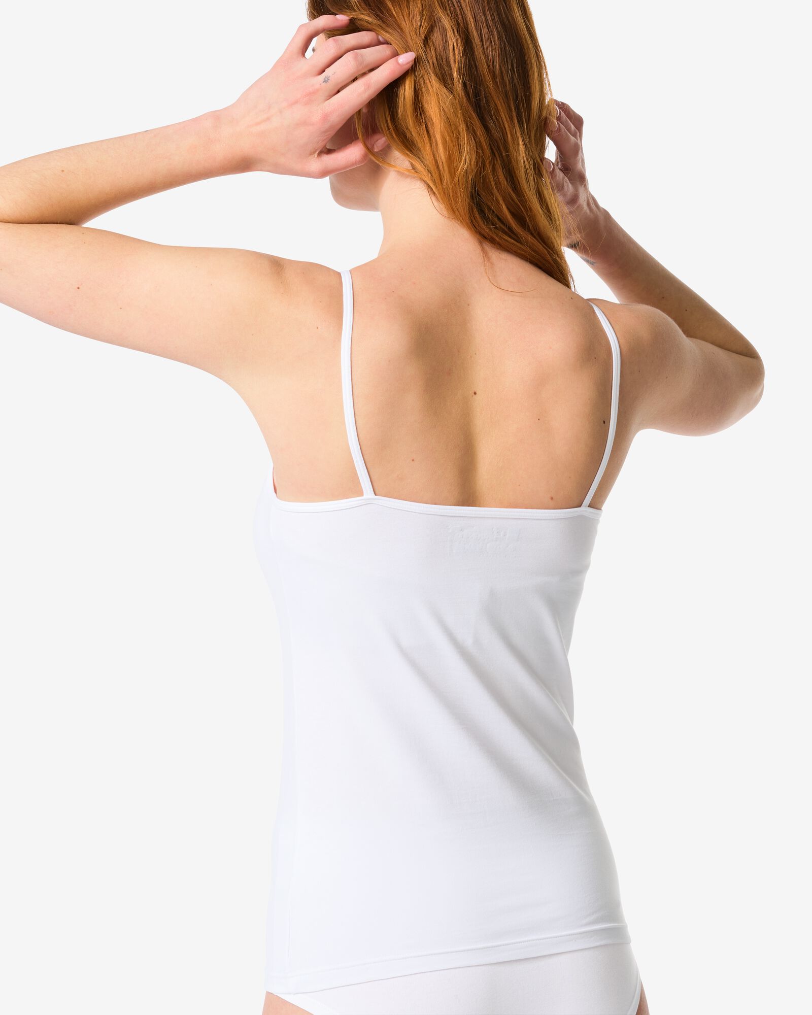 d&eacute;bardeur femme &agrave; bretelles spaghetti coton confort parfait blanc blanc - 19691314WHITE - HEMA