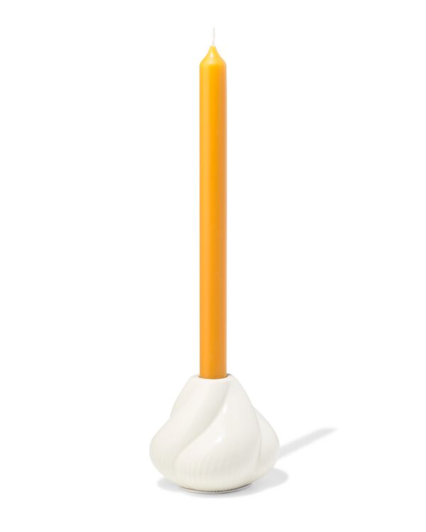 Kerzenständer 9,2 x 9 cm, aus Keramik, gedreht, Cremefarbe - 13325090 - HEMA