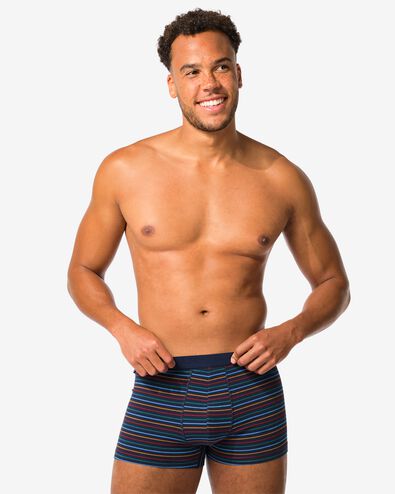 3 boxers homme mod&egrave;le court coton stretch rayures bleu fonc&eacute; - 19110320DARKBLUE - HEMA