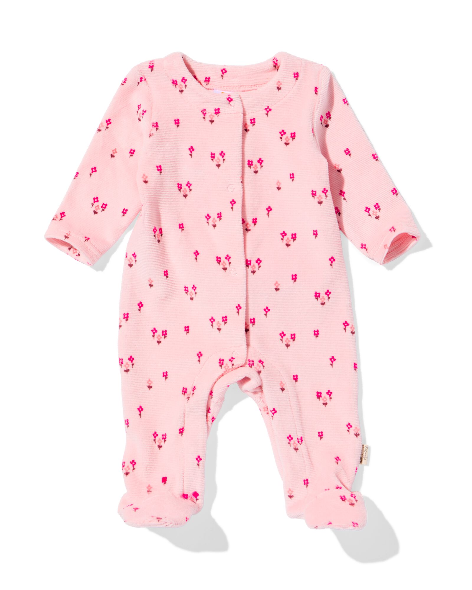 newborn boxpakje rib velours bloemen roze roze - 33447620PINK - HEMA
