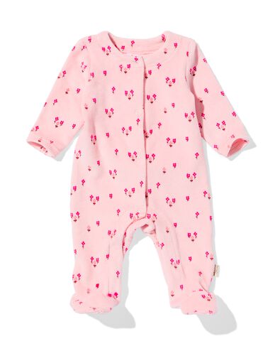 newborn boxpakje rib velours bloemen roze roze - 33447620PINK - HEMA