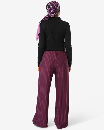 damesbroek Eva wijd jersey strepen bordeauxrood bordeauxrood - 36206560BURGUNDYRED - HEMA