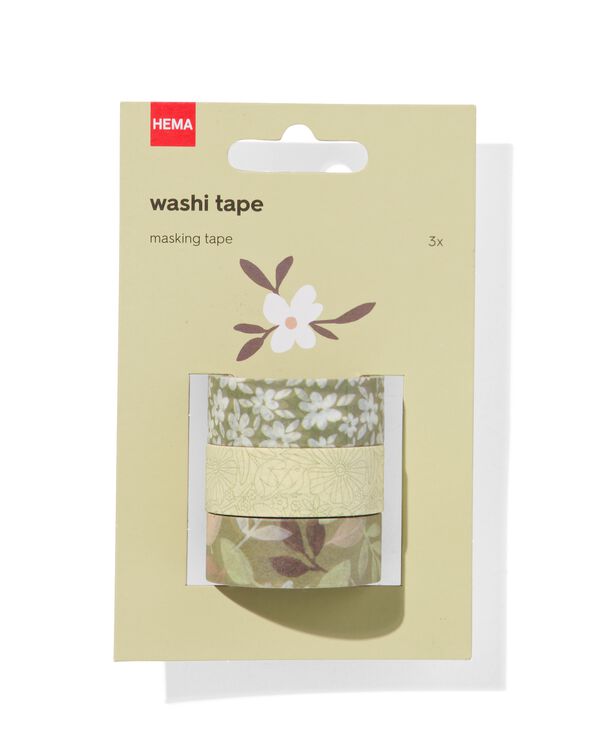 washi tapes groen - 3 stuks - 14170122 - HEMA