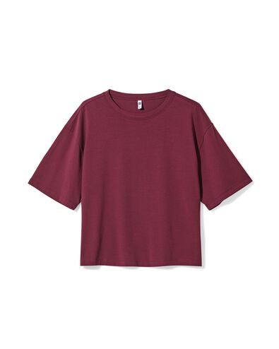 dames T-shirt oversized donkerrood donkerrood - 36050195DARKRED - HEMA