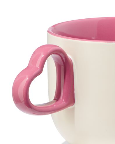 mok 480ml keramiek met hartjesoor cr&egrave;me - 61100249 - HEMA