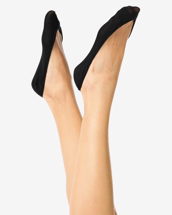 damesfooties naadloos  - 2 paar zwart zwart - 4050155BLACK - HEMA