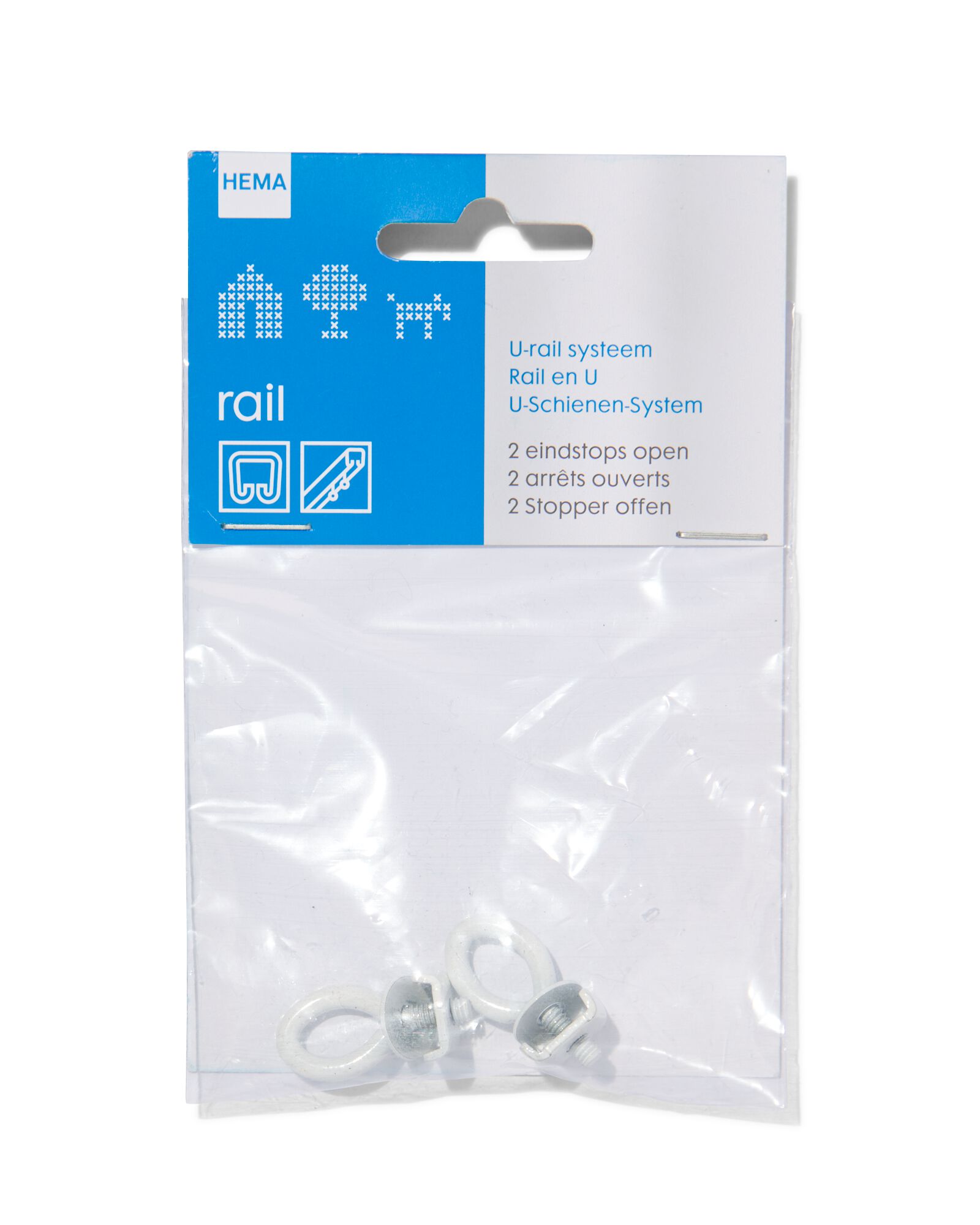 2 arr&ecirc;ts ouverts rails rideaux en U - 7501009 - HEMA