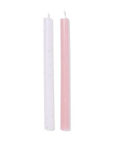 bougies longues ⌀2,2x25cm moucheture vert-rose - 2 pi&egrave;ces - 13506153 - HEMA