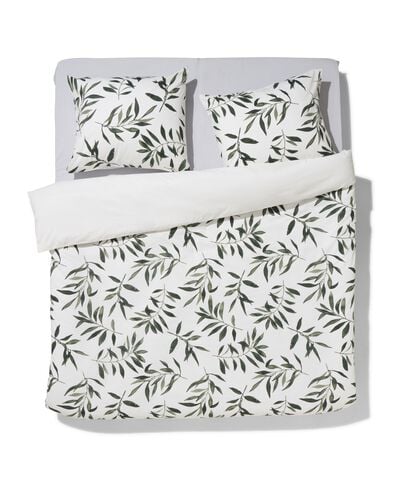 housse de couette 200x200/220cm coton doux branches d'olivier vert - 5790247 - HEMA