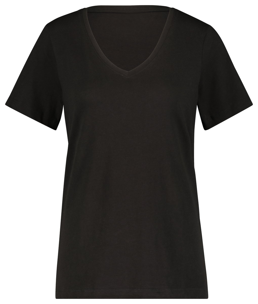 Damen-T-Shirt mit Bambus schwarz schwarz - 1000027537 - HEMA