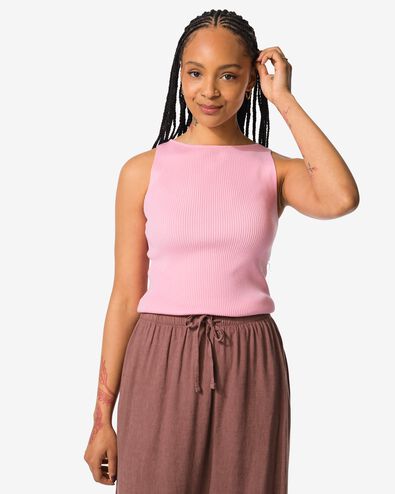 Damenshirt Rita gerippt hellrosa - 36288965LIGHTPINK - HEMA