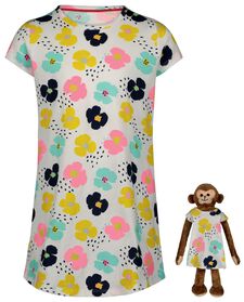 Kinder-Nachthemd, Blumen, mit Puppen-Nachthemd bunt bunt - 1000027290 - HEMA