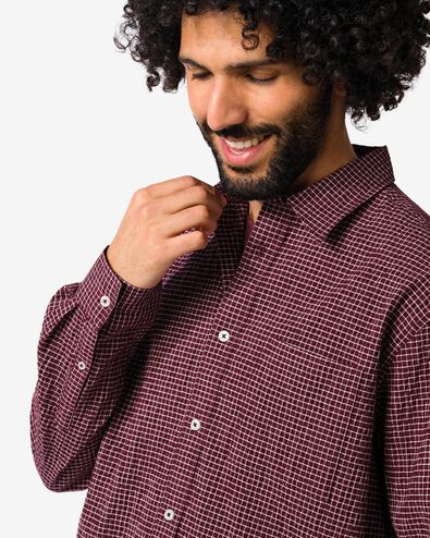 Herren-Oberhemd Maurice Seersucker Blockmuster bordeauxrot bordeauxrot - 2140050BURGUNDYRED - HEMA