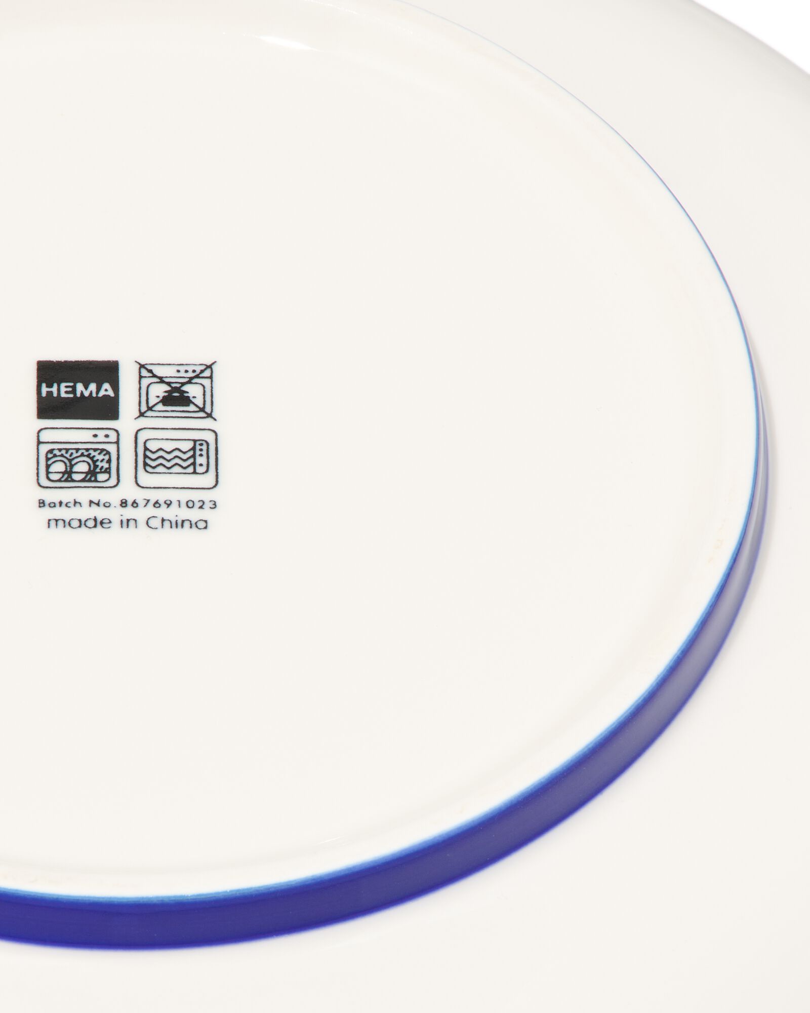 assiette creuse &Oslash;22cm - new bone blanc et bleu - vaisselle d&eacute;pareill&eacute;e - 9650007 - HEMA