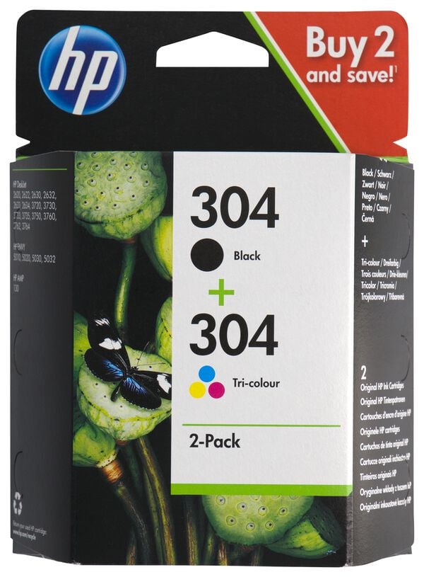 2 cartouches HP 304 noir/couleur - 38300105 - HEMA