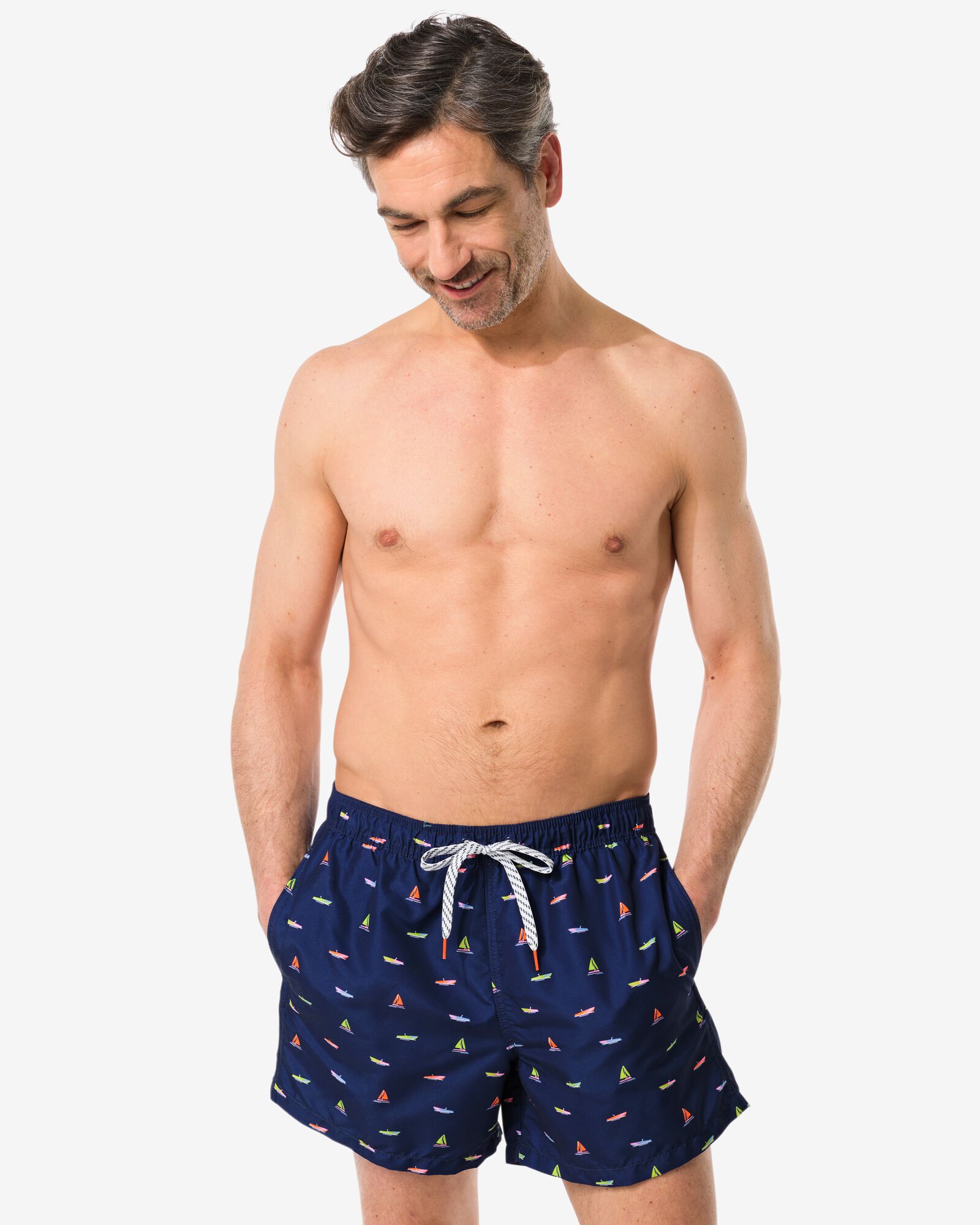 Herren-Badehose, Boote dunkelblau - 22120110DARKBLUE - HEMA